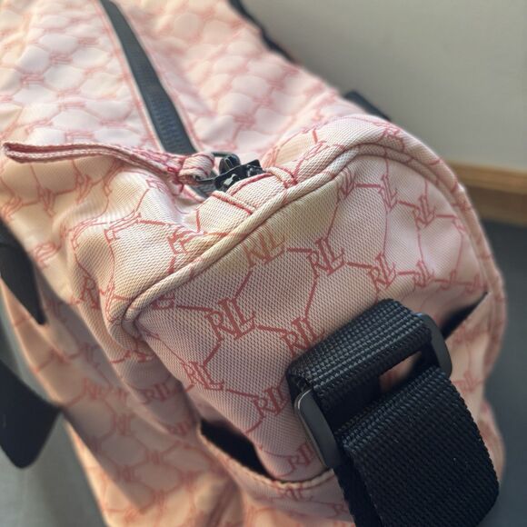 Pink Designer Ralph Lauren Weekender Overnight Signature Nylon Duffel Bag Logo - Picture 9 of 13